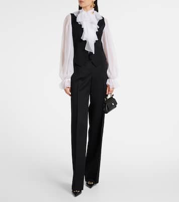 Pantaloni a gamba larga in gabardine di lana e seta | Dolce&Gabbana