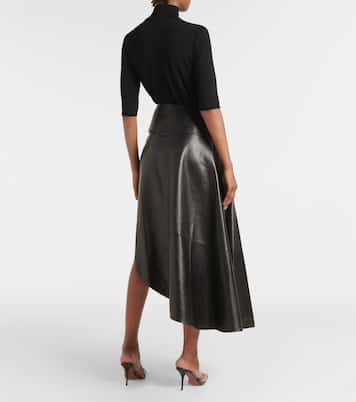 Falda midi asimétrica de piel | Alaïa