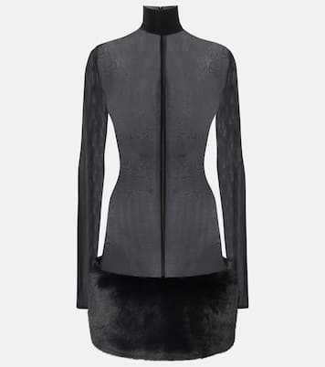 Sheer faux fur-trimmed minidress | Magda Butrym