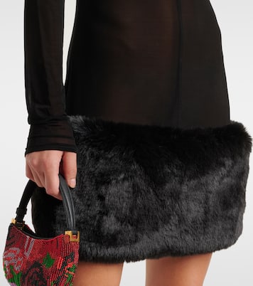 Sheer faux fur-trimmed minidress | Magda Butrym