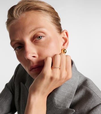 Anello Slim Lattice in oro 14kt con diamanti | Stone and Strand