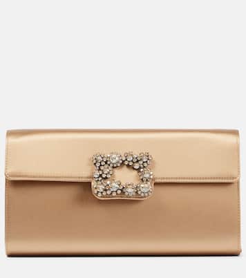 Efflorescence embellished satin clutch | Roger Vivier