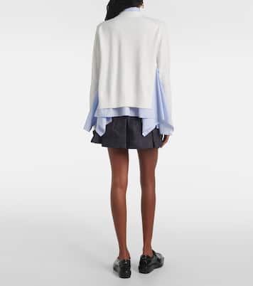 Cardigan in misto cotone e popeline  | Sacai