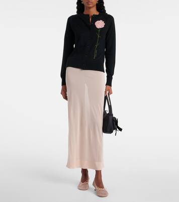 Cardigan in lana e seta con intarsi | Simone Rocha
