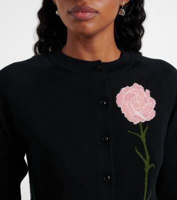 Cardigan in lana e seta con intarsi | Simone Rocha