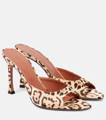 Alexa 95 leopard-print satin mules | Amina Muaddi