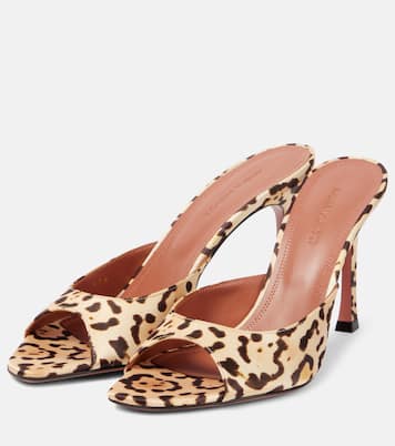 Alexa 95 leopard-print satin mules | Amina Muaddi