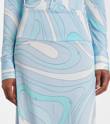 Jupe longue Marmo à taille haute en satin | Pucci