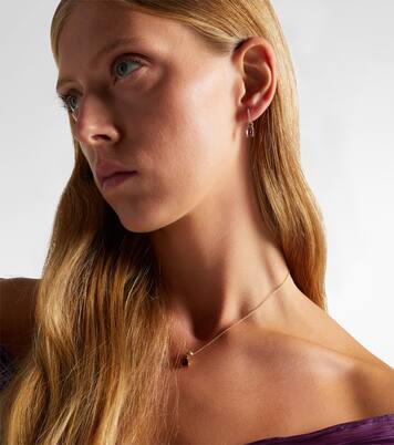 14kt gold huggie earrings with tourmaline and diamonds | Stone and Strand
