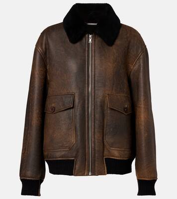 Bomberjacke Anton aus Leder mit Shearling | Nour Hammour