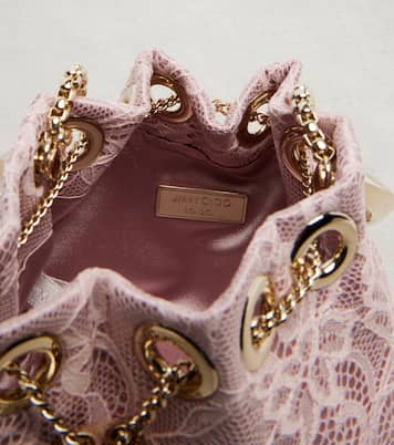 Bon Bon Micro satin and lace bucket bag | Jimmy Choo