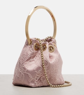 Bon Bon Micro satin and lace bucket bag | Jimmy Choo