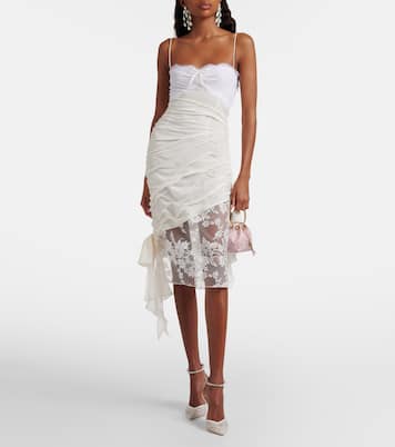 Bon Bon Micro satin and lace bucket bag | Jimmy Choo