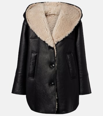 Mantel aus Leder mit Shearling | Alaïa