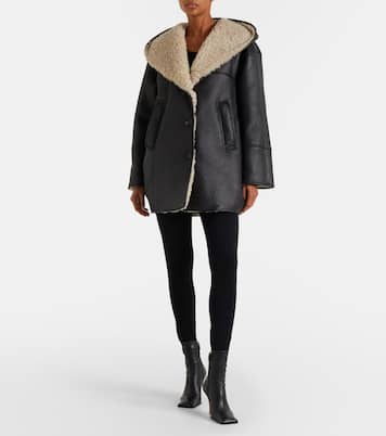 Mantel aus Leder mit Shearling | Alaïa