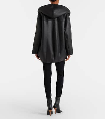 Mantel aus Leder mit Shearling | Alaïa