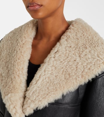 Mantel aus Leder mit Shearling | Alaïa