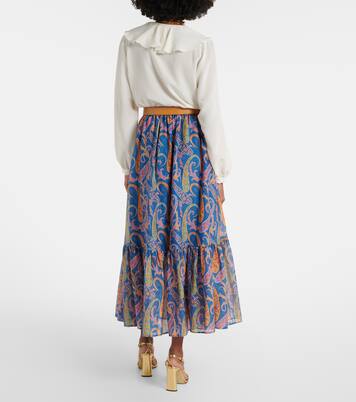 涡纹棉质与真丝加长半身裙 | Etro