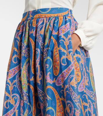 涡纹棉质与真丝加长半身裙 | Etro