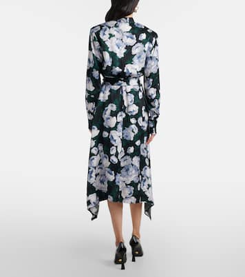 Floral tie-neck satin midi dress | Stella McCartney