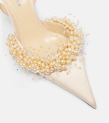 Pumps slingback Floating Pearls 85 in raso | Mach & Mach