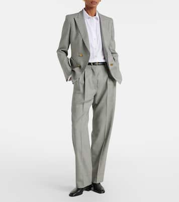 Pantalones rectos Fox de lana virgen con pata de gallo | Blazé Milano