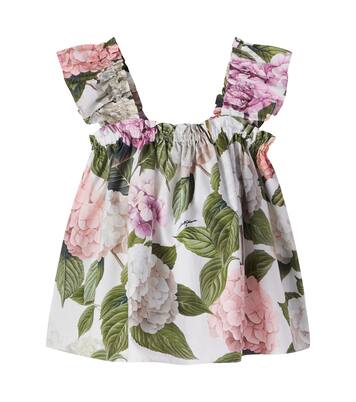 Floral ruffled cotton poplin top | Dolce&Gabbana Kids