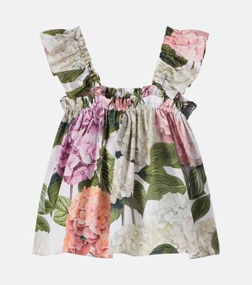 Floral ruffled cotton poplin top | Dolce&Gabbana Kids