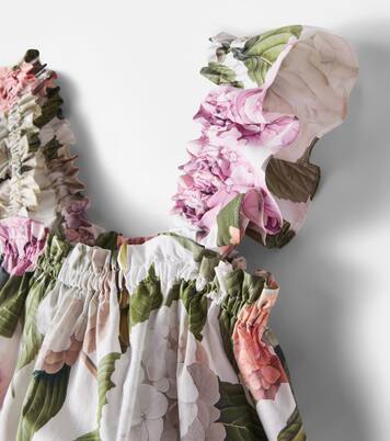 Floral ruffled cotton poplin top | Dolce&Gabbana Kids