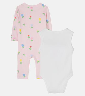 Baby floral cotton bodysuit and onesie set | Stella McCartney Kids