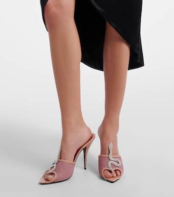 Coeur Vipère embellished mesh mules | Valentino Garavani