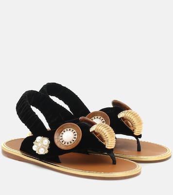 Sandales en velours à ornements | Miu Miu