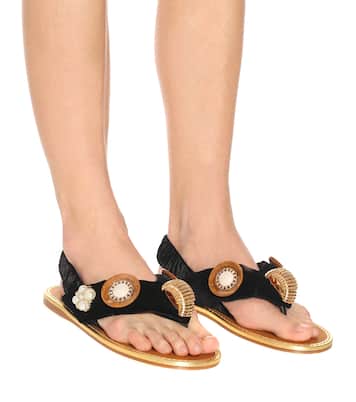 Sandales en velours à ornements | Miu Miu
