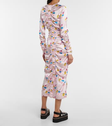 Floral silk-blend satin midi dress | Ganni
