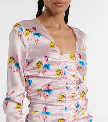Floral silk-blend satin midi dress | Ganni