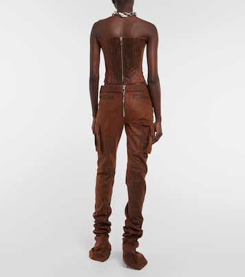 High-rise straight leather pants | LaQuan Smith