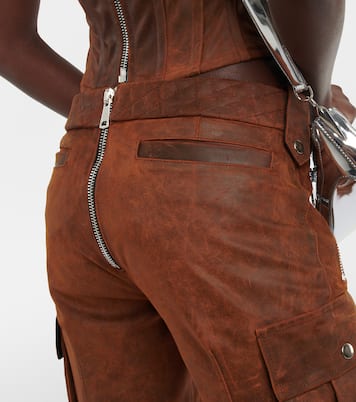 High-rise straight leather pants | LaQuan Smith