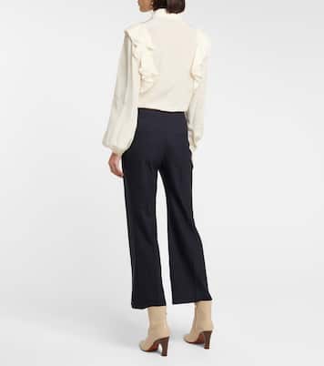 Pantaloni flared in lana a vita alta | Chloé
