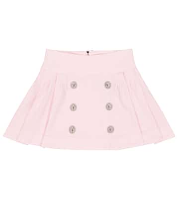 Falda de algodón plisada con botones | Balmain Kids