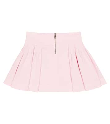 Falda de algodón plisada con botones | Balmain Kids