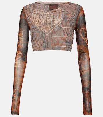 x KNWLS printed mesh crop top    | Jean Paul Gaultier