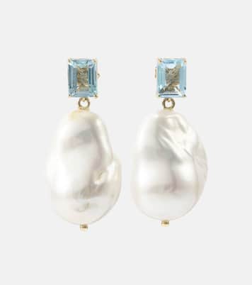Ohrringe aus 14kt Gelbgold mit Topas und Barockperlen  | Mateo