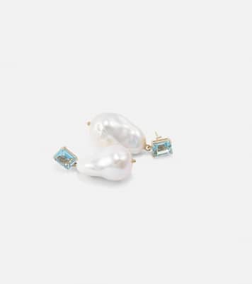Ohrringe aus 14kt Gelbgold mit Topas und Barockperlen  | Mateo