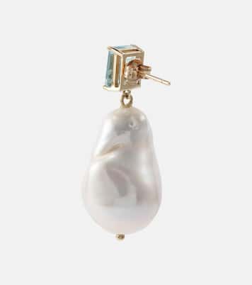 Ohrringe aus 14kt Gelbgold mit Topas und Barockperlen  | Mateo