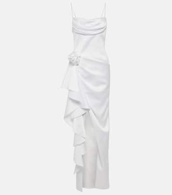 Vestido de satén con aplique floral | Rasario