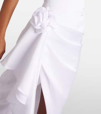 Vestido de satén con aplique floral | Rasario
