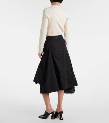 Jupe midi en coton et soie | Bottega Veneta