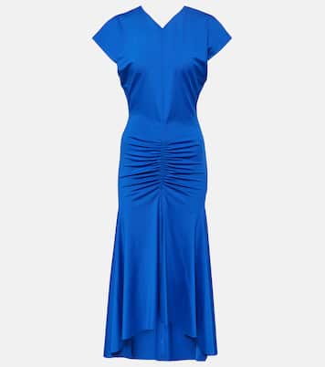 Abito midi in jersey con ruches | Victoria Beckham