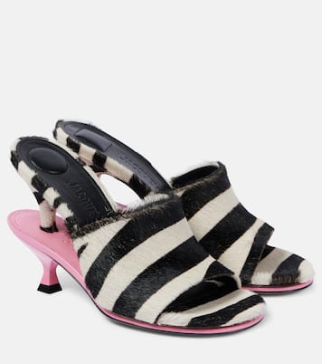 Les Doubles Mules zebra-print calf hair mules | Jacquemus
