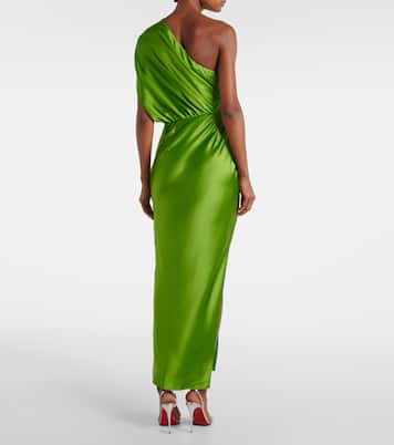Draped one-shoulder silk maxi dress | The Sei